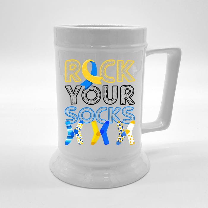 Rock Your Socks Down Syndrome Awareness Front & Back Beer Stein