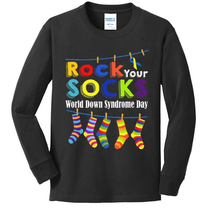 Rock Your Socks Cute 321 Trisomy 21 World Down Syndrome Day Kids Long Sleeve Shirt