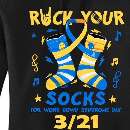 Rock Your Socks For World Down Syndrome Day March 21 Blue And Yellow Trisomy 21 Women's Pullover Hoodie