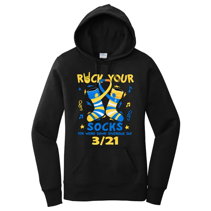 Rock Your Socks For World Down Syndrome Day March 21 Blue And Yellow Trisomy 21 Women's Pullover Hoodie