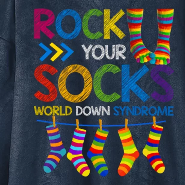 Rock Your Socks World Down Syndrome Awareness Hooded Wearable Blanket