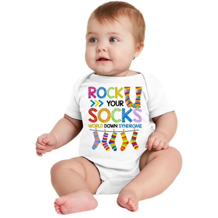 Rock Your Socks World Down Syndrome Awareness Baby Bodysuit