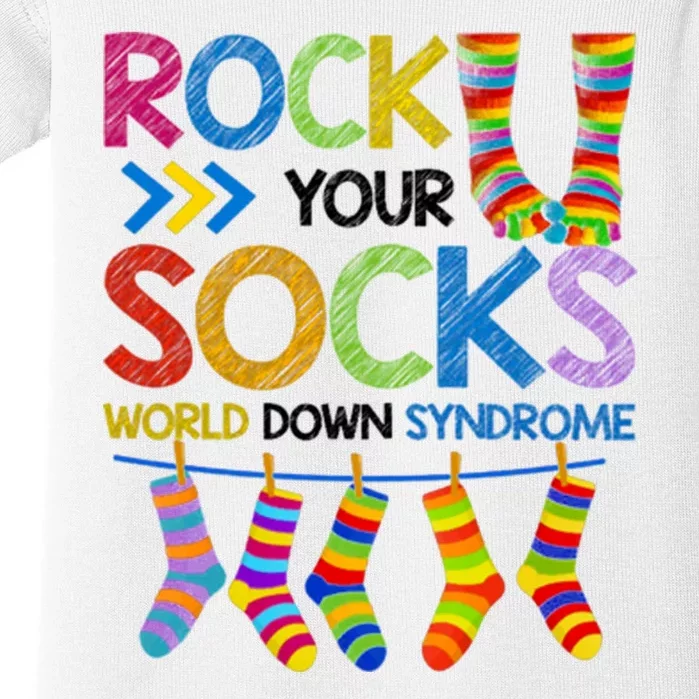 Rock Your Socks World Down Syndrome Awareness Baby Bodysuit