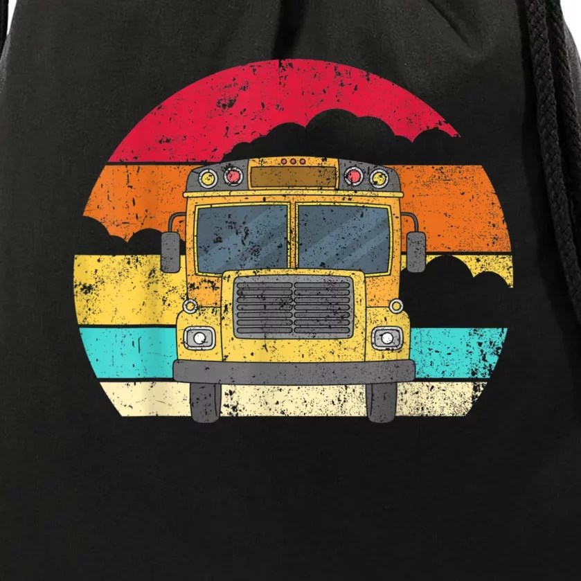 Retro Yellow School Bus For School Bus Driver And Busman Drawstring Bag