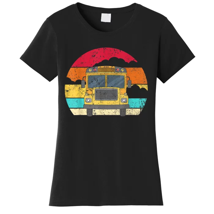 Retro Yellow School Bus For School Bus Driver And Busman Women's T-Shirt