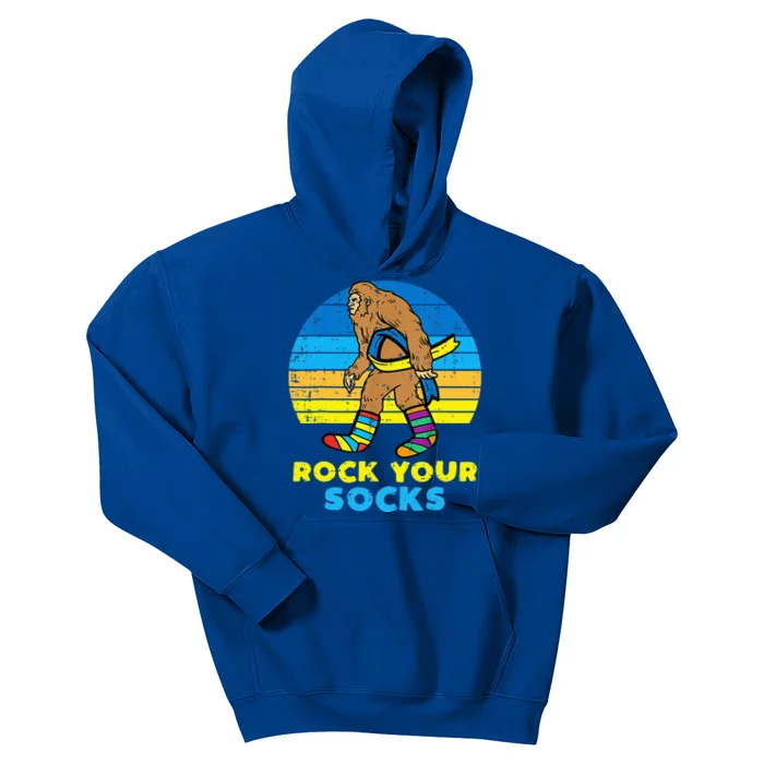 Rock Your Socks Awareness Sasquatch Down Syndrome Kids Hoodie