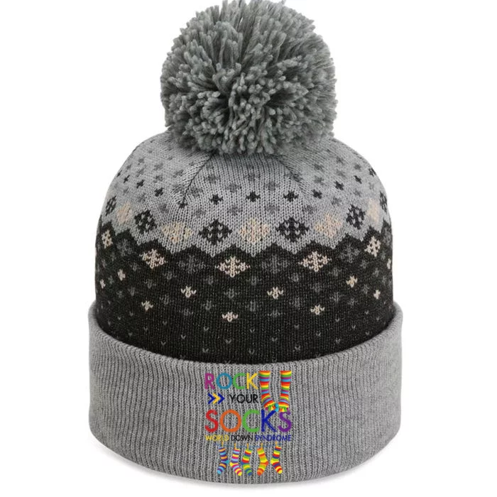 Rock Your Socks World Down Syndrome Awareness The Baniff Cuffed Pom Beanie