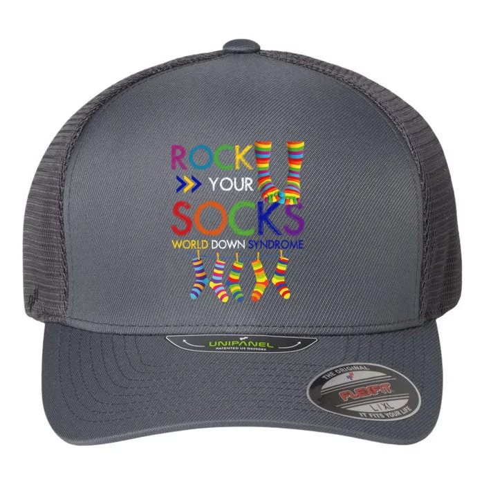 Rock Your Socks World Down Syndrome Awareness Flexfit Unipanel Trucker Cap