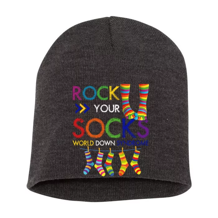 Rock Your Socks World Down Syndrome Awareness Short Acrylic Beanie