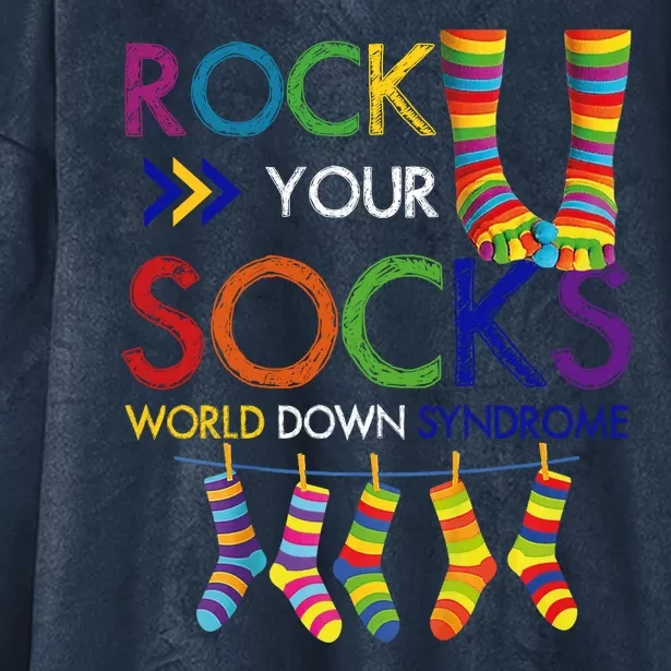 Rock Your Socks World Down Syndrome Awareness Hooded Wearable Blanket