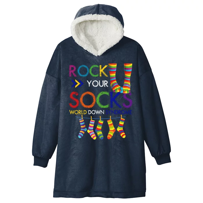 Rock Your Socks World Down Syndrome Awareness Hooded Wearable Blanket