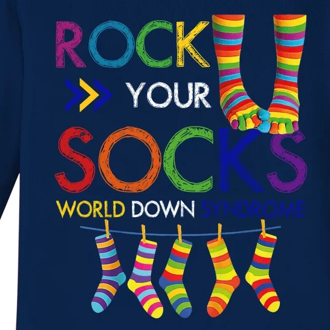 Rock Your Socks World Down Syndrome Awareness Baby Long Sleeve Bodysuit