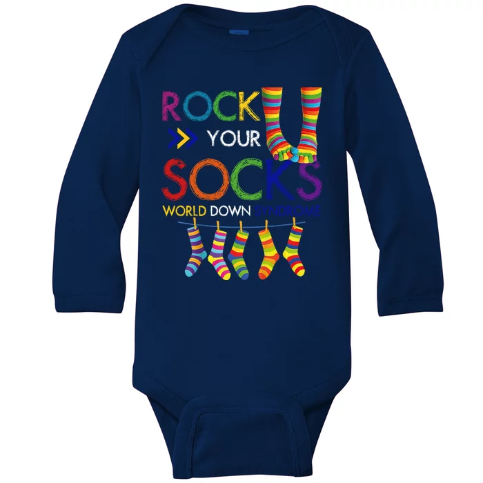 Rock Your Socks World Down Syndrome Awareness Baby Long Sleeve Bodysuit