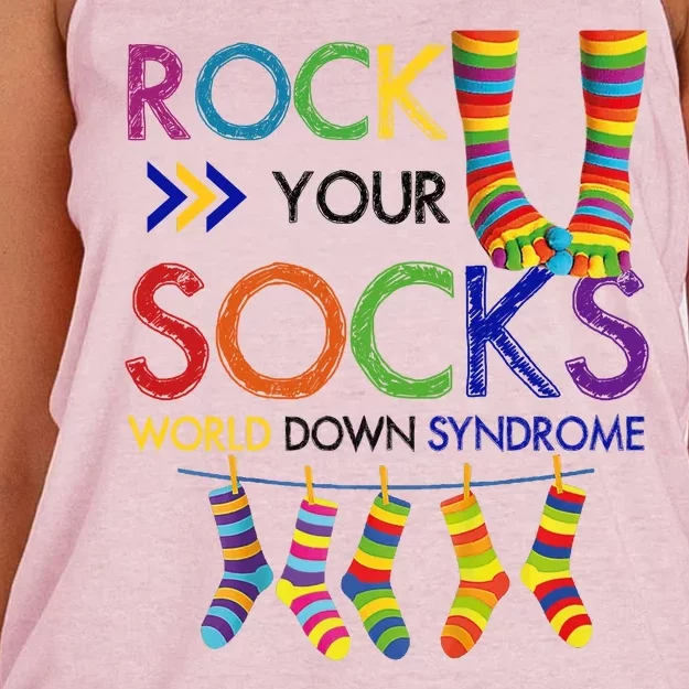 Rock Your Socks World Down Syndrome Awareness Women's Knotted Racerback Tank