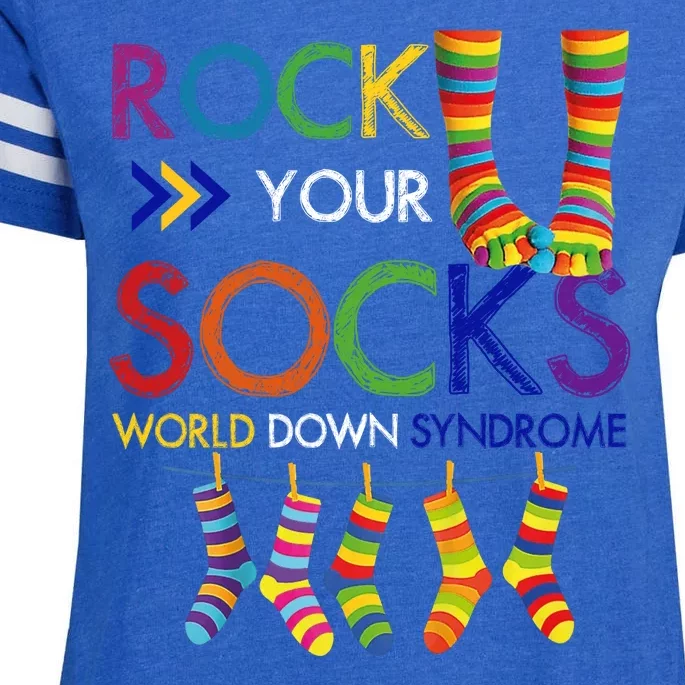 Rock Your Socks World Down Syndrome Awareness Enza Ladies Jersey Football T-Shirt