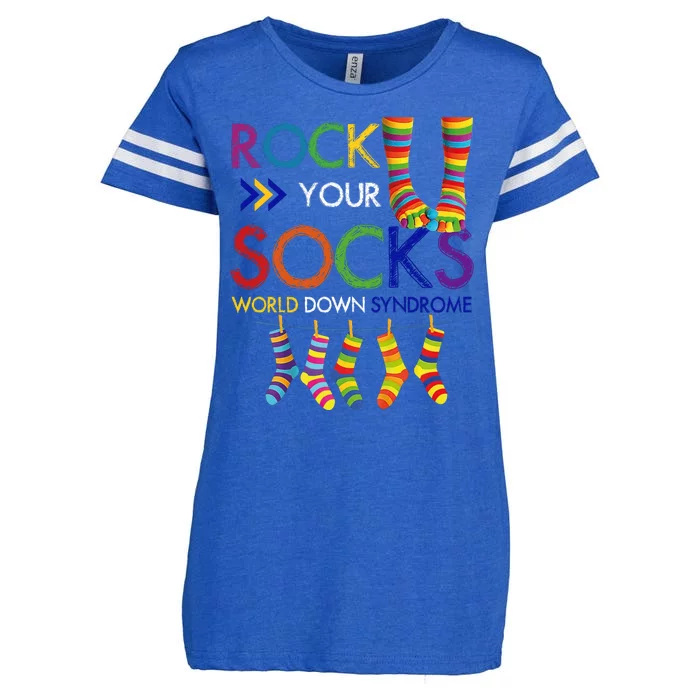 Rock Your Socks World Down Syndrome Awareness Enza Ladies Jersey Football T-Shirt