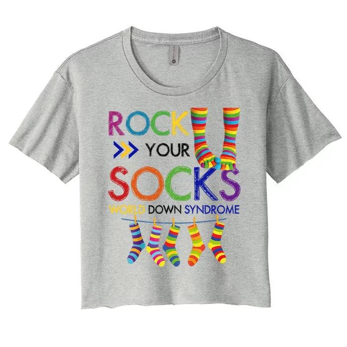 Rock Your Socks World Down Syndrome Awareness Women's Crop Top Tee