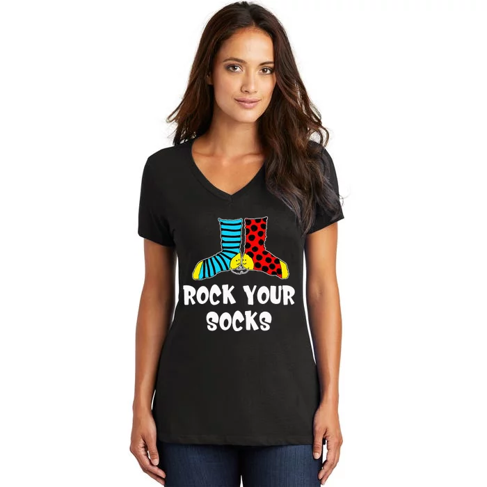 Rock Your Socks World Down Syndrome Awareness Women's V-Neck T-Shirt