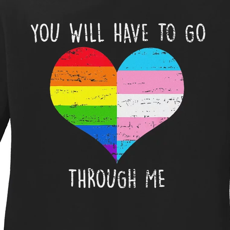 Retro You Will Have To Go Through Me Lgbtq Ladies Long Sleeve Shirt