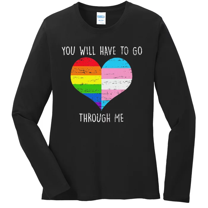 Retro You Will Have To Go Through Me Lgbtq Ladies Long Sleeve Shirt