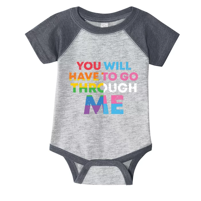 Retro You Will Have To Go Through Me Lgbtq Infant Baby Jersey Bodysuit