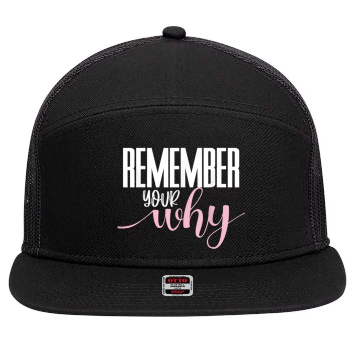 Remember Your Why Gym Motivation Fitness Inspirational 7 Panel Mesh Trucker Snapback Hat