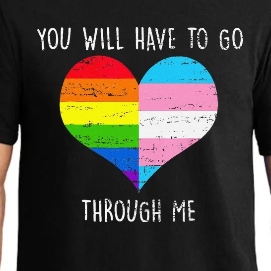 Retro You Will Have To Go Through Me Lgbtq Transg Pajama Set