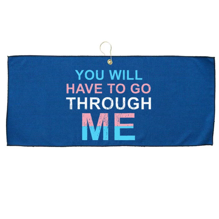 Retro You Will Have To Go Through Me Lgbtq Transg Large Microfiber Waffle Golf Towel