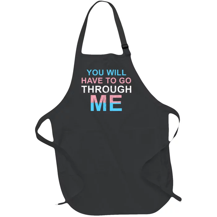 Retro You Will Have To Go Through Me Lgbtq Full-Length Apron With Pocket