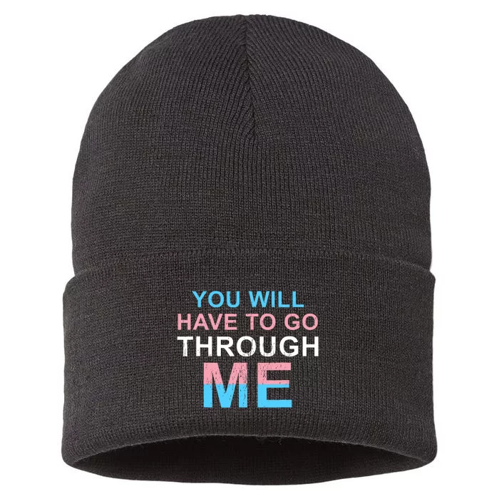 Retro You Will Have To Go Through Me Lgbtq Sustainable Knit Beanie