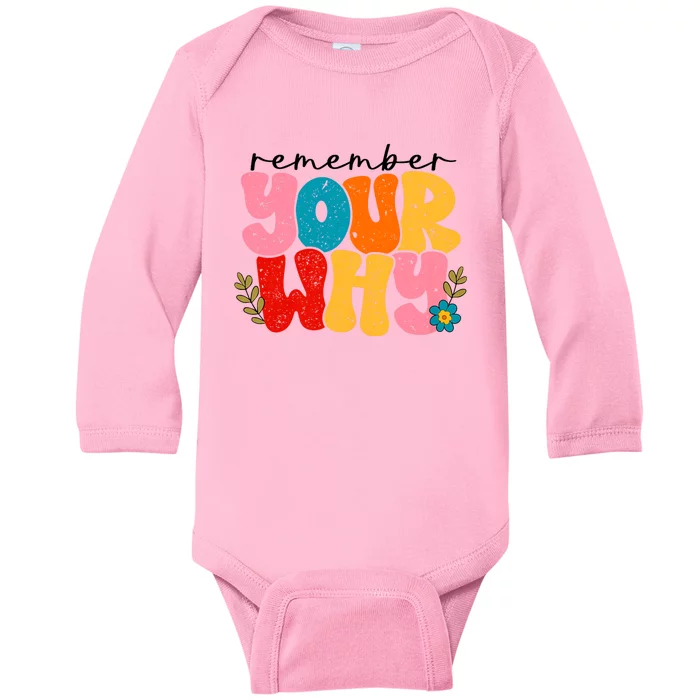 Remember Your Why Inspirational Motivational Sarcastic Baby Long Sleeve Bodysuit