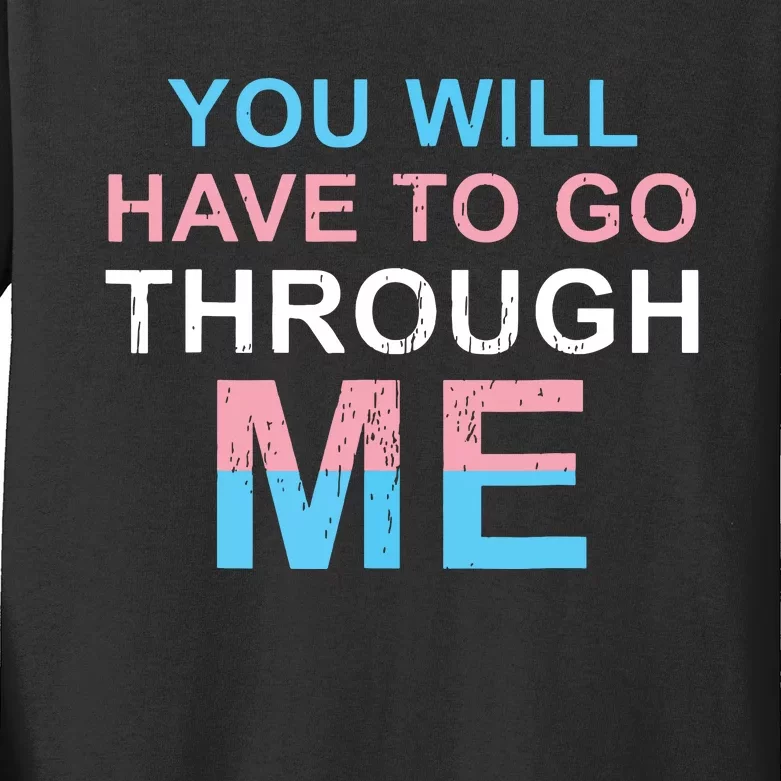 Retro You Will Have To Go Through Me Lgbtq Kids Long Sleeve Shirt