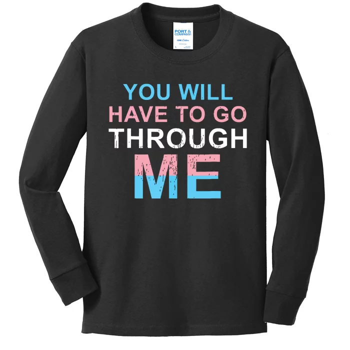 Retro You Will Have To Go Through Me Lgbtq Kids Long Sleeve Shirt