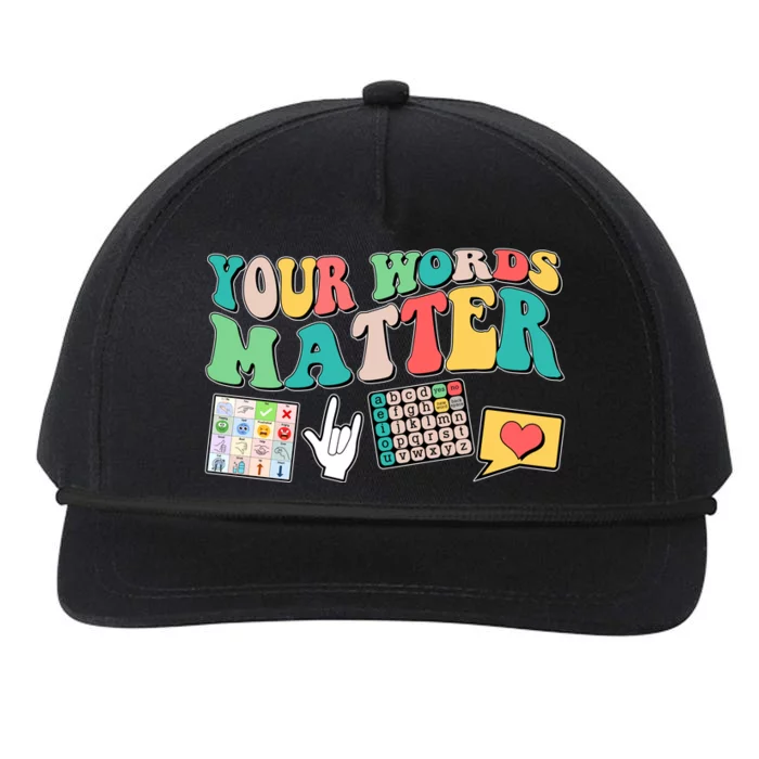 Retro Your Words Matters Speech Therapy Specialist Snapback Five-Panel Rope Hat