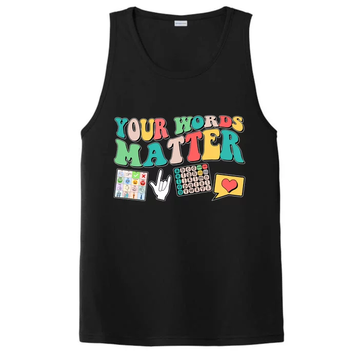 Retro Your Words Matters Speech Therapy Specialist Performance Tank