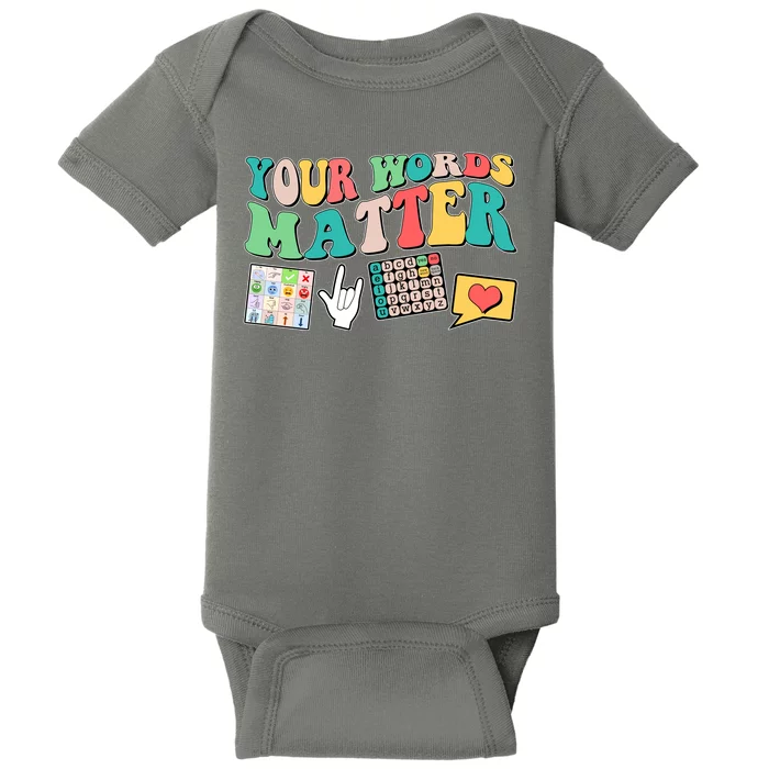 Retro Your Words Matters Speech Therapy Specialist Baby Bodysuit