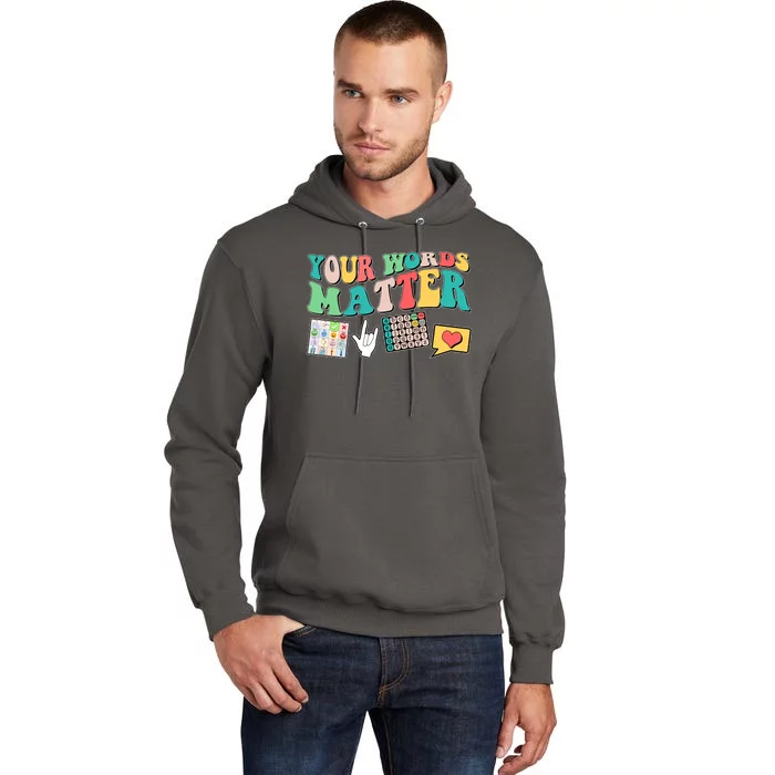 Retro Your Words Matters Speech Therapy Specialist Tall Hoodie