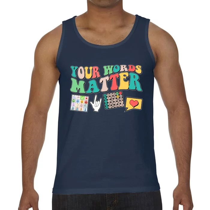 Retro Your Words Matters Speech Therapy Specialist Comfort Colors® Tank Top