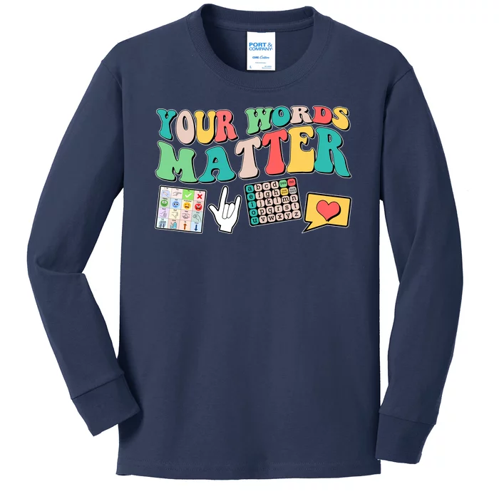 Retro Your Words Matters Speech Therapy Specialist Kids Long Sleeve Shirt