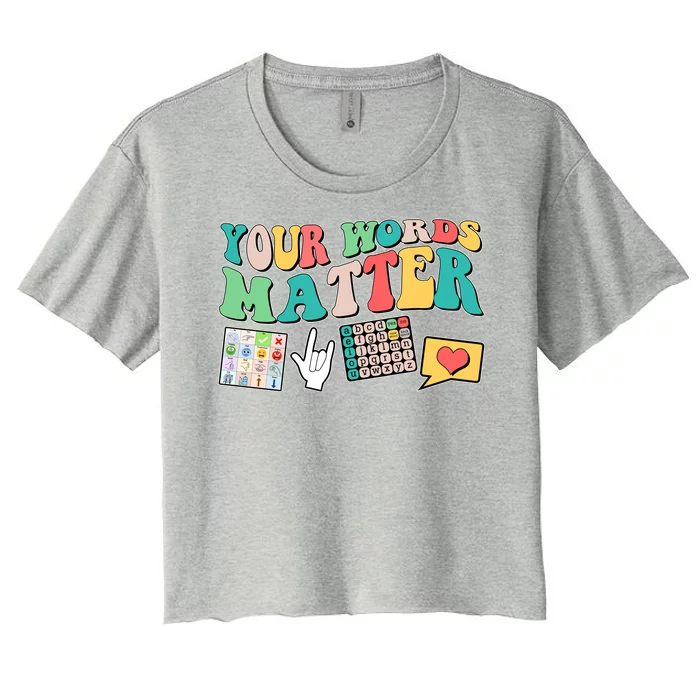 Retro Your Words Matters Speech Therapy Specialist Women's Crop Top Tee