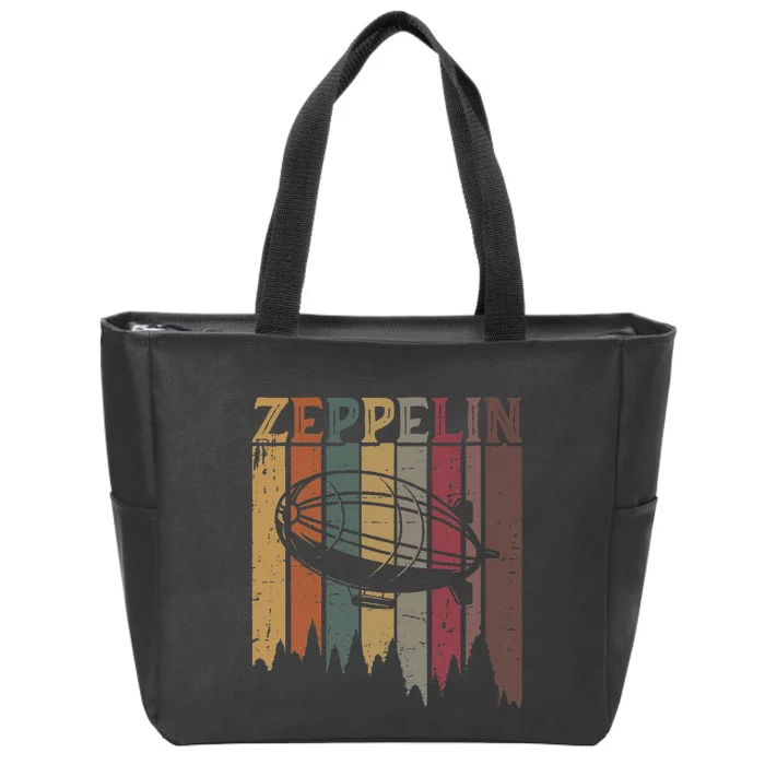 Retro Zeppelin 70s 80s Dirigible Airship Zepelin Zip Tote Bag