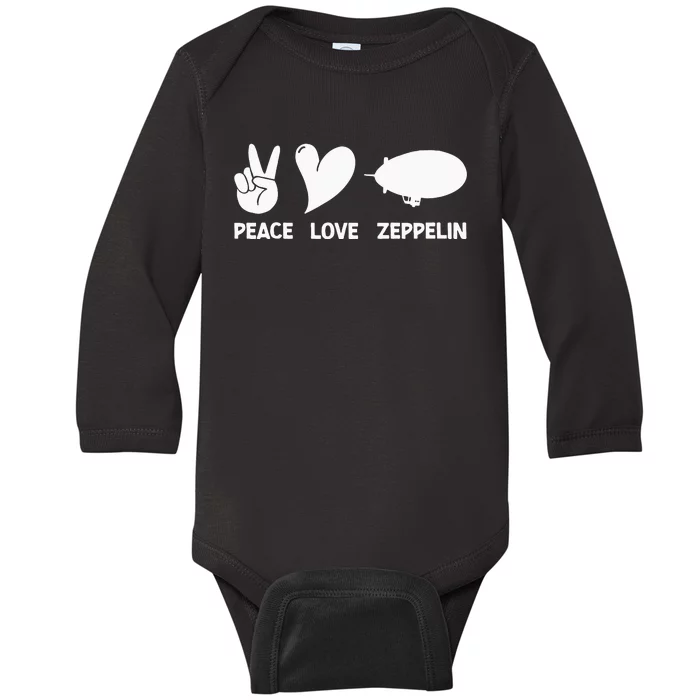 Retro Zeppelin 70s 80s Dirigible Airship Zepelin Zepplin Baby Long Sleeve Bodysuit