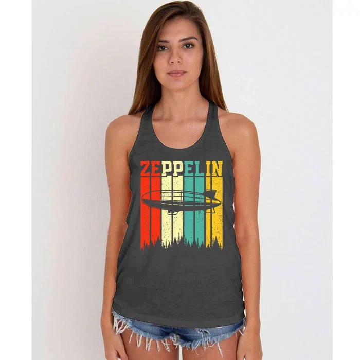 Retro Zeppelin 70s 80s Dirigible Airship Zepelin Women's Knotted Racerback Tank