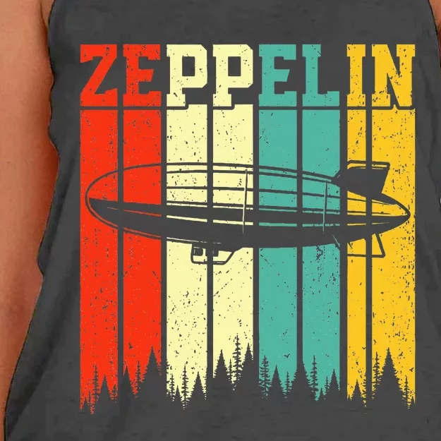 Retro Zeppelin 70s 80s Dirigible Airship Zepelin Women's Knotted Racerback Tank