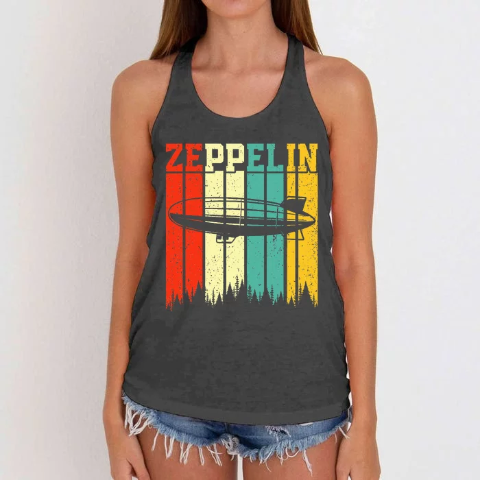 Retro Zeppelin 70s 80s Dirigible Airship Zepelin Women's Knotted Racerback Tank