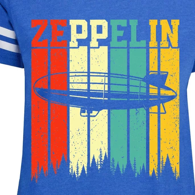 Retro Zeppelin 70s 80s Dirigible Airship Zepelin Enza Ladies Jersey Football T-Shirt