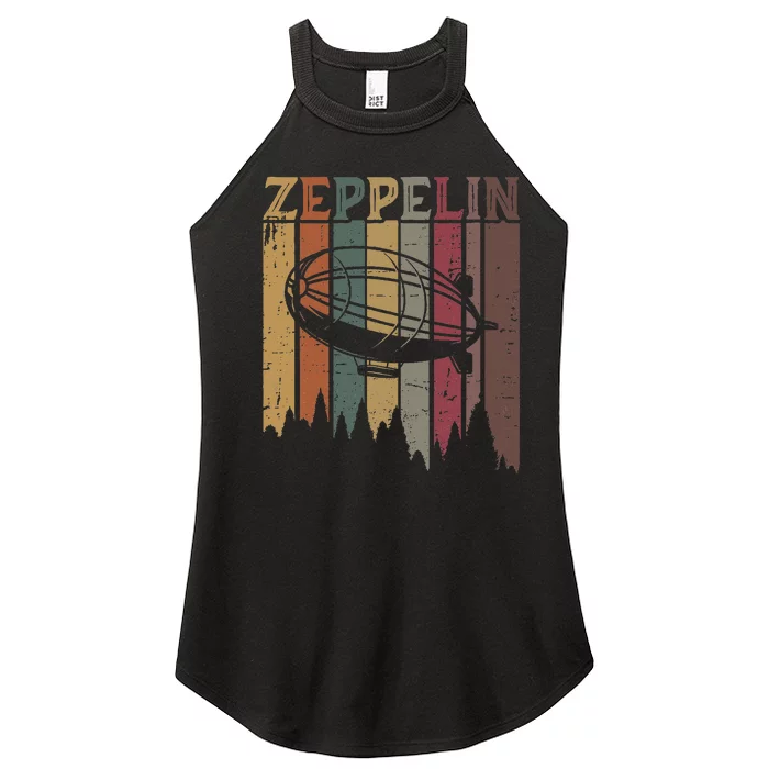 Retro Zeppelin 70s 80s Dirigible Airship Zepelin Zepplin Women’s Perfect Tri Rocker Tank