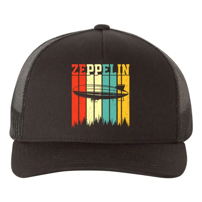 Retro Zeppelin 70s 80s Dirigible Airship Zepelin Zepplin Yupoong Adult 5-Panel Trucker Hat