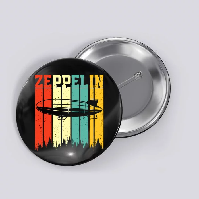 Retro Zeppelin 70s 80s Dirigible Airship Zepelin Zepplin Button