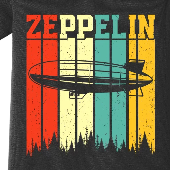 Retro Zeppelin 70s 80s Dirigible Airship Zepelin Zepplin Baby Bodysuit